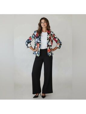 Sandro Studio Classic chic work wear essential watercolor floral blazer medium